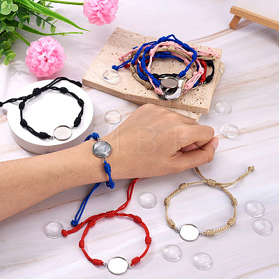 10Pcs 5 Colors DIY Blank Dome Braided Nylon Threads Adjustable Link Bracelet Makings Kits AJEW-TA00026-1