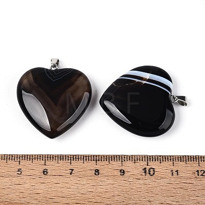 Natural Black Banded Agate(Dyed & Heated) Pendants G-T143-51A-1