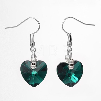 Heart Glass Dangle Earrings X-EJEW-JE01737-1