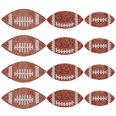 12Pcs 3 Styles Sports Theme Resin Rhinestone Iron on/Sew on Cloth Patches DIY-OC0015-19-1