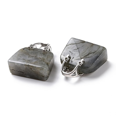 Natural Labradorite Brass Pendants KK-E274-01P-09-1