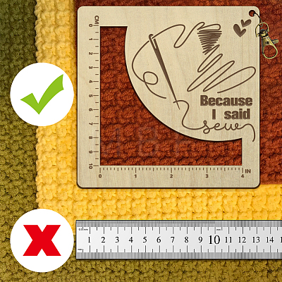 Wooden Square Frame Crochet Ruler DIY-WH0537-005-1