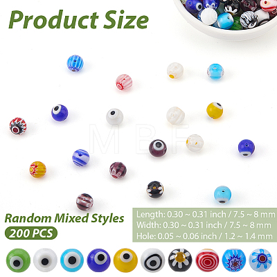 200Pcs 2Bags Handmade Millefiori & Evil Eye Lampwork Beads LAMP-PA0001-69-1