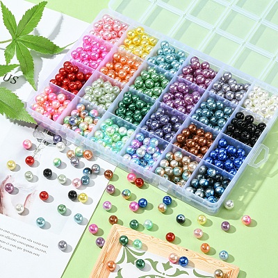 792Pcs 24 Style ABS Plastic & Acrylic Imitation Pearl Beads OACR-YW0001-29-1