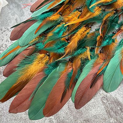 Tree of Life Resin & Acrylic & Woven Net/Web with Feather Hanging Ornaments HJEW-A013-02-1