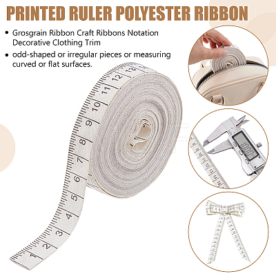 10 Yards Printed Ruler Polyester Ribbon OCOR-WH0070-147-1