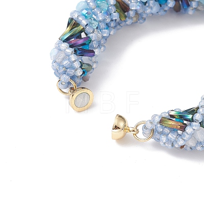 TOHO Japanese Seed & Lampwork Beaded Bracelet with Brass Magnetic Clasps BJEW-MZ00036-03-1