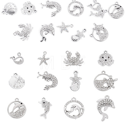 12Pcs 12 Styles Alloy Rhinestone Pendants FIND-TAD0001-02-1