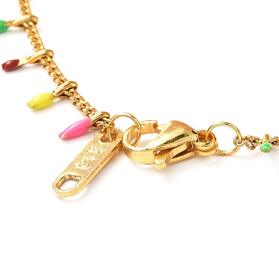 304 Stainless Steel Enamel Curb Chain Necklaces & Bracelet Set SJEW-JS01217-1