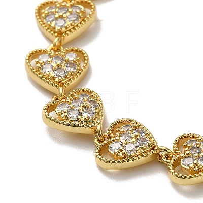 Rack Plating Brass Micro Pave Clear Cubic Zirconia Link Bracelets KK-R158-16B-G-1