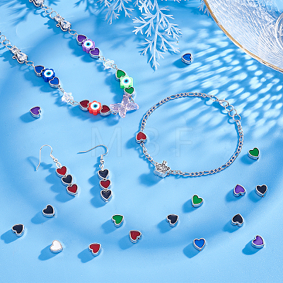   60Pcs 6 Colors Alloy Enamel Beads ENAM-PH0002-47-1