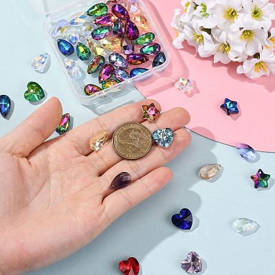 40Pcs 9 Colors Electroplate Glass Charms GLAA-FS0002-67-1