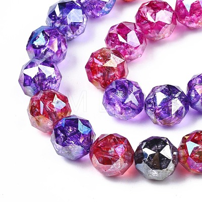Electroplate Transparent Crackle Glass Beads Strands EGLA-N006-027-1