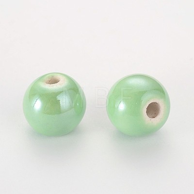 Pearlized Handmade Porcelain Round Beads PORC-S489-10mm-M-1
