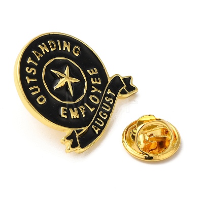 Golden Tone Alloy Outstanding Employee of The Month Enamel Pins JEWB-K021-07G-08-1