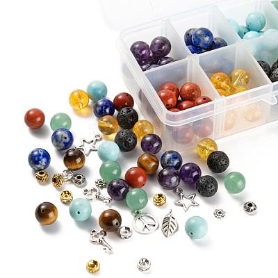 192Pcs 8 Styles 10mm Gemstone Beads Chakra Yoga Healing Stone Kits G-LS0001-02C-1