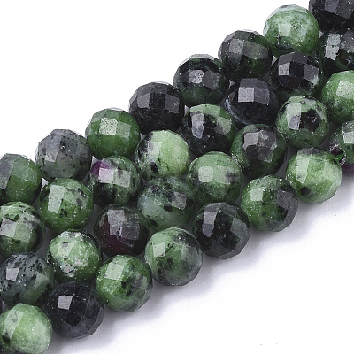 Natural Ruby in Zoisite Beads Strands G-S345-8mm-003-1