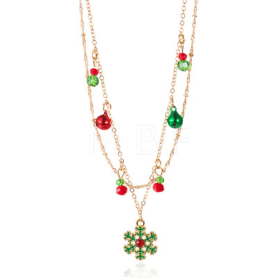 Christmas Alloy Enamel & Rhinestone & Glass Pendant Bib Necklaces FS-WGCF3BB-02-1