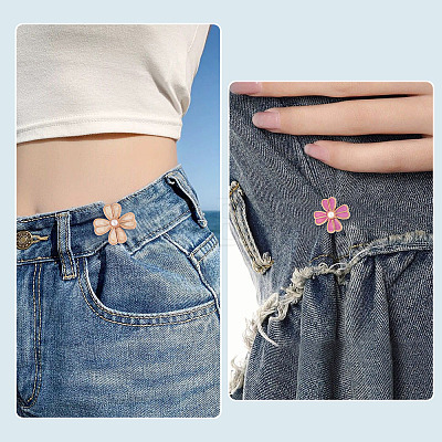5Pcs 5 Colors Flower Alloy Enamel Adjustable Jean Button Pins DIY-TA0014-93-1