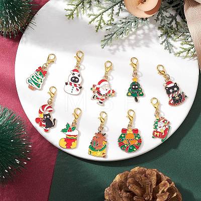 Christmas Alloy Enamel Pendant Decorations HJEW-JM03649-1