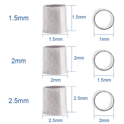1 Box Silver Brass Tube Crimp Beads Sets in 3 Sizes for Jewelry Making KK-PH0019-01S-1