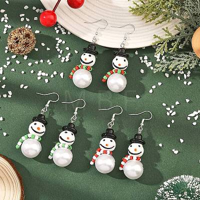 Christmas Handmade Lampwork Dangle Earrings EJEW-JE07516-1