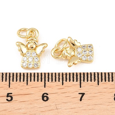 Brass Micro Pave Cubic Zirconia Charms KK-C162-032G-1