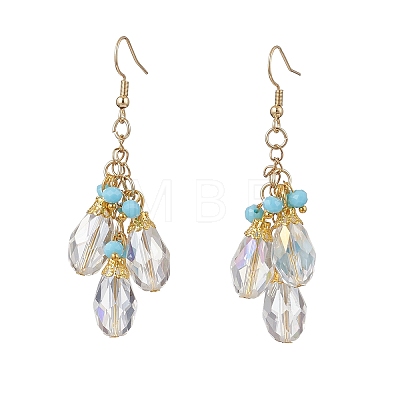 Glass Teardrop Dangle Earrings EJEW-JE06835-1