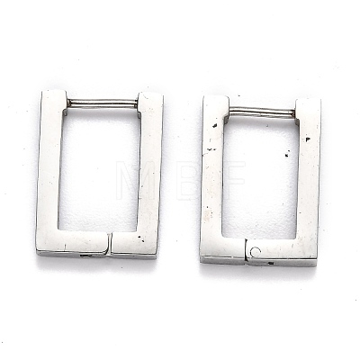 Tarnish Resistant 304 Stainless Steel Rectangle Huggie Hoop Earrings STAS-H156-10B-P-1