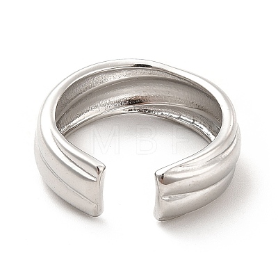 304 Stainless Steel Grooved Open Cuff Ring for Women RJEW-F131-14P-1