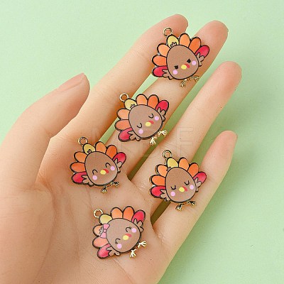 10Pcs 5 Style Cute Printed Alloy Pendants ENAM-YW0003-46A-1