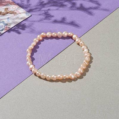 Dyed Natural Cultured Freshwater Pearl Beads Stretch Bracelets BJEW-JB05892-1