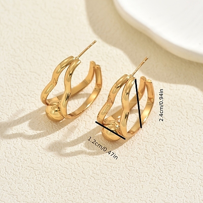Heart with Round Stainless Steel Stud Earrings EJ9702-1