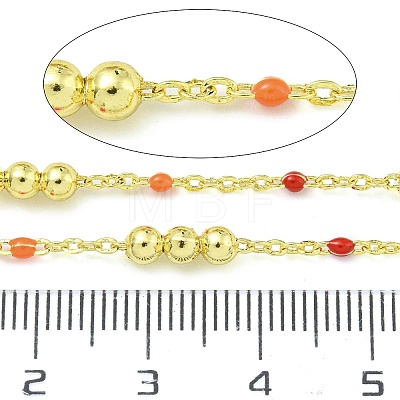 Brass Enamel Round Beaded Link Chain CHC-G022-07G-16-1