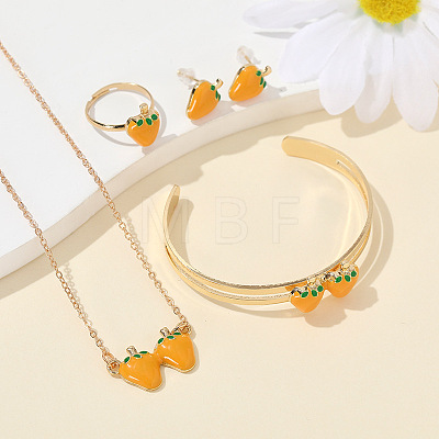 Alloy Enamel Pendant Necklaces & Cuff Bangle & Rings & Stud Earrings Sets WG18260-02-1