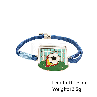 Sports 304 Stainless Steel Enamel Football Link Nylon Cord Slider Bracelets WG8FD6E-01-1