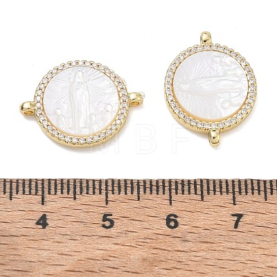 Rack Plating Brass Micro Pave Clear Cubic Zirconia Connector Charms CU-CBA01AA-23G-1