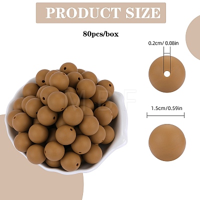 80Pcs Round Silicone Focal Beads SIL-SZ0001-24-25-1