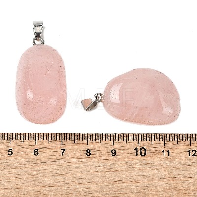 Natural Rose Quartz Tumbled Stone Pendants GG-K002-06A-1