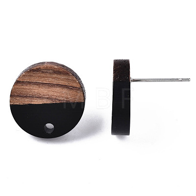 Resin & Walnut Wood Stud Earring Findings MAK-N032-008A-1