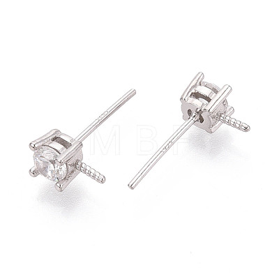 925 Sterling Silver & Clear Cubic Zirconia Stud Earring Findings STER-T008-71P-1