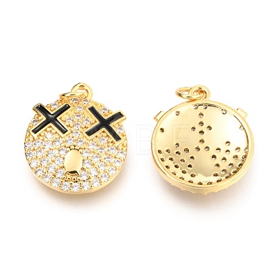 Brass Micro Pave Clear Cubic Zirconia Pendants X-ZIRC-B0004-15G-1