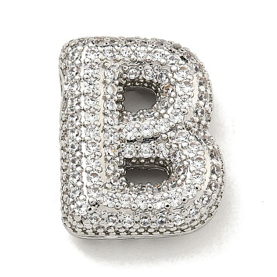 Platinum Plated Brass Micro Pave Cubic Zirconia Pendants KK-L073-001P-B-1