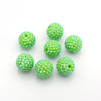 Chunky Resin Rhinestone Bubblegum Ball Beads RESI-S256-20mm-SAB14-1