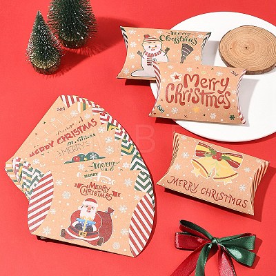 24Pcs 12 Styles Christmas Theme Cardboard Candy Pillow Boxes CON-FS0001-12-1