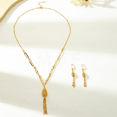 Iron Teardrop Tassels Earrings & Pendant Necklaces Set for Women AK6196-1