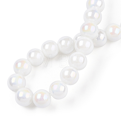 Electroplate Opaque Glass Beads Strands GLAA-T032-P10mm-AB02-1