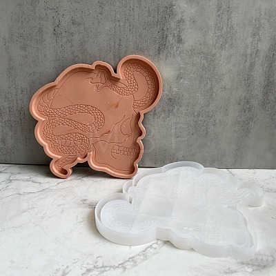 DIY Skull with Snake Dish Tray Silicone Molds DIY-C056-07-1