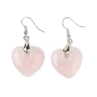 Natutal Rose Quartz  Dangle Earrings EJEW-F343-D05-1