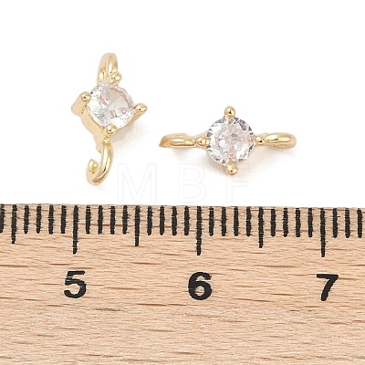 Brass Clear Cubic Zirconia Connector Charms KK-Z094-10G-1